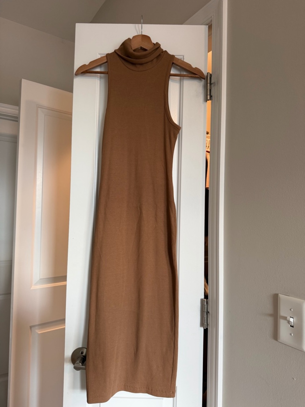 Zara Sleeveless Turtleneck Maxi Dress in Brown